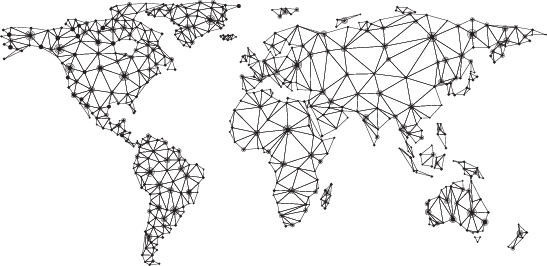 Map of world with connected dots
